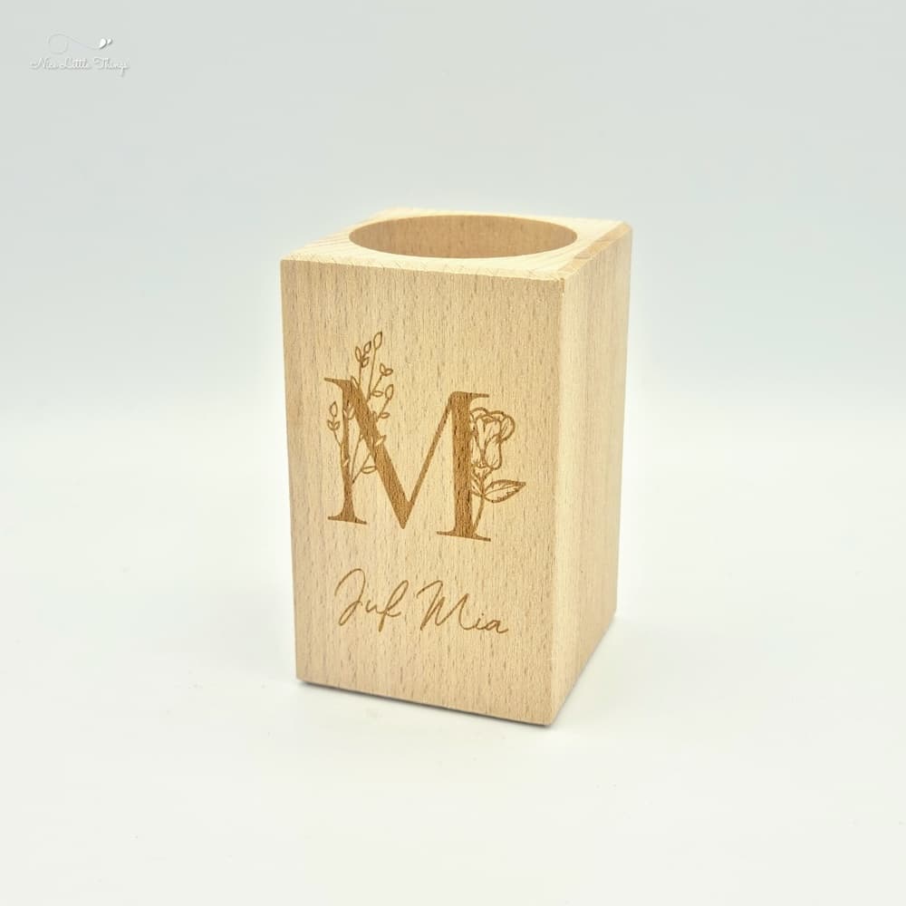 Personalized Pen Holder with Flowers